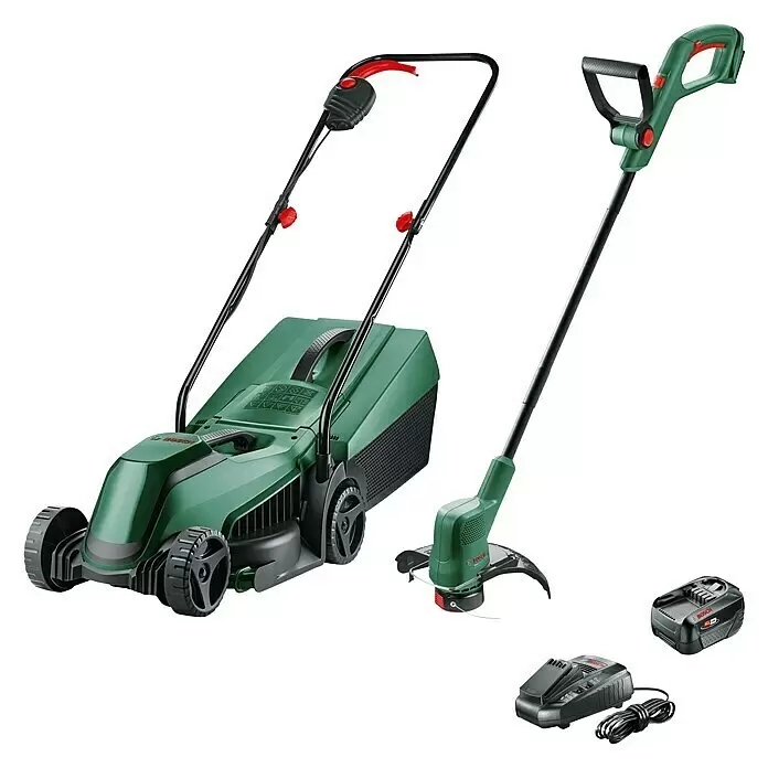Bosch Akku-Rasenmäher-Set Akku-Rasenmäher 18V-32-200 + Akku-Rasentrimmer18V-26